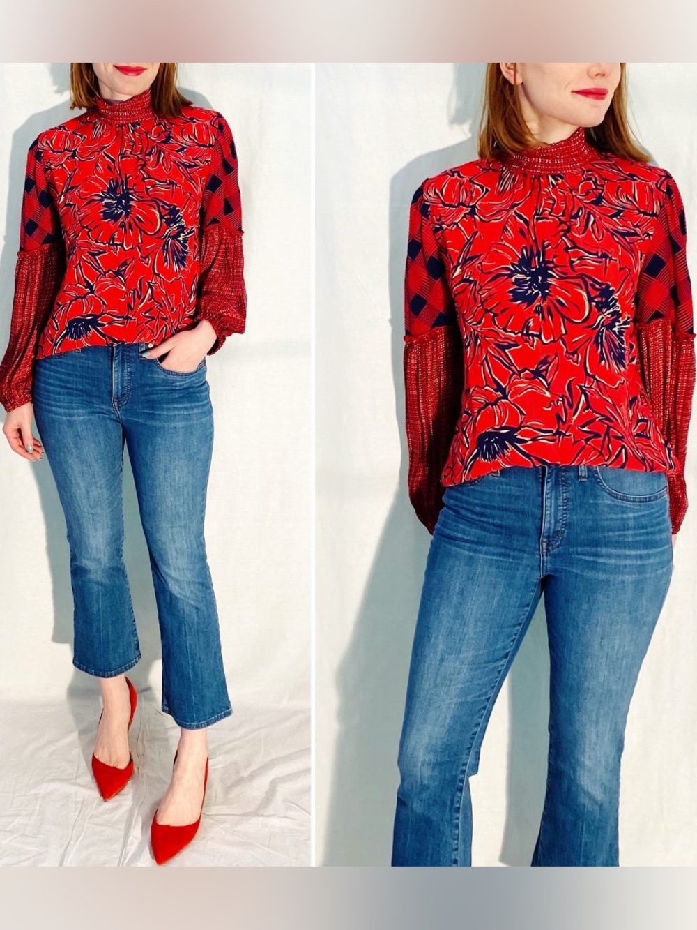 Blank London for Anthropologie Vibrant Floral Peasant Blouse size small